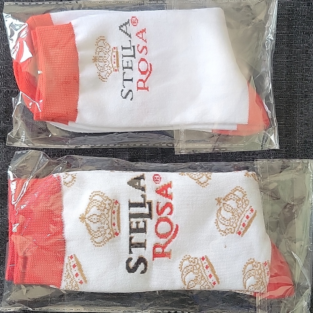 Bundle of Two "Stella Rosa" Red and White Crown Design Socks (One Size)